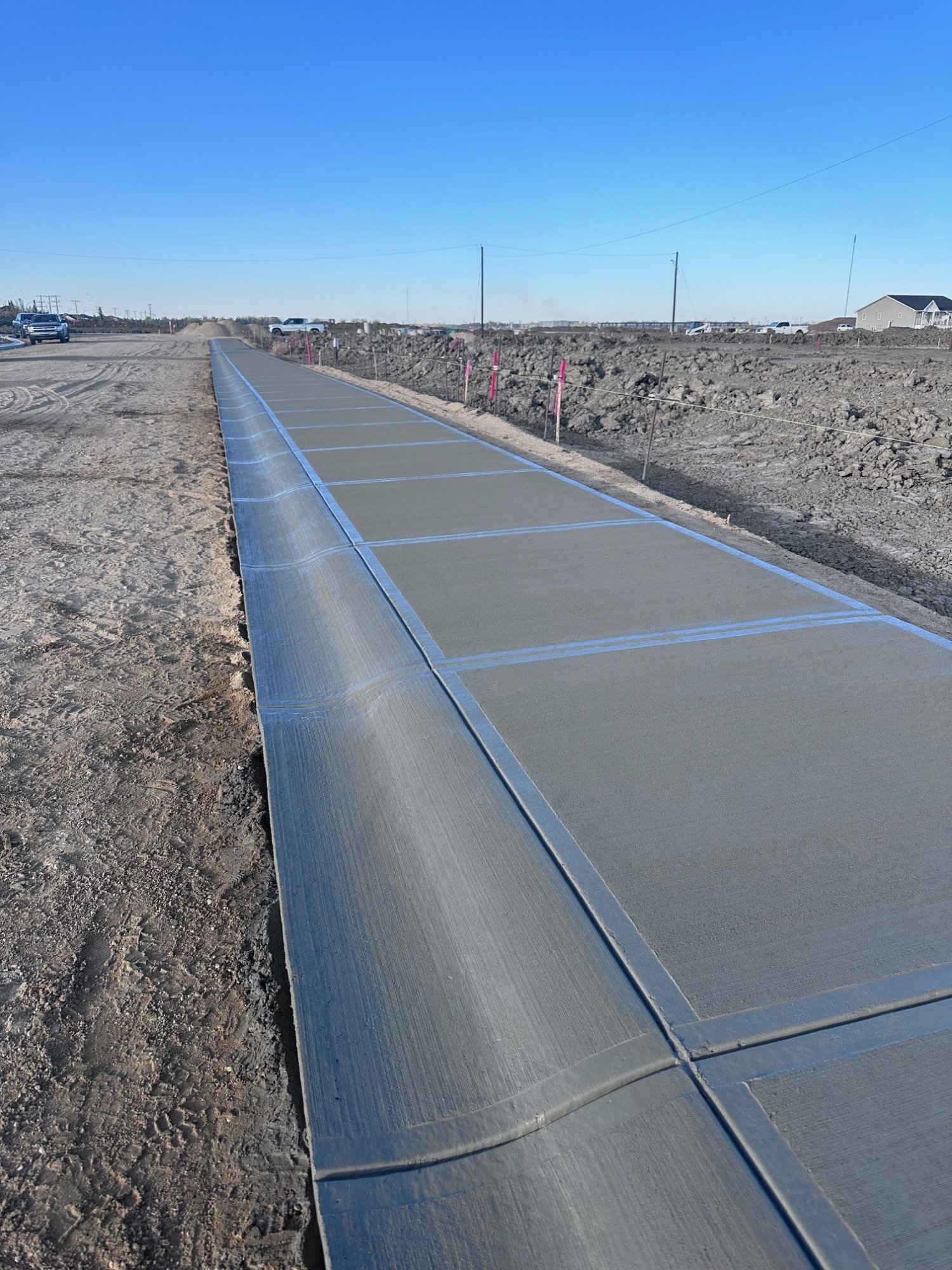 Fresh concrete sidewalk